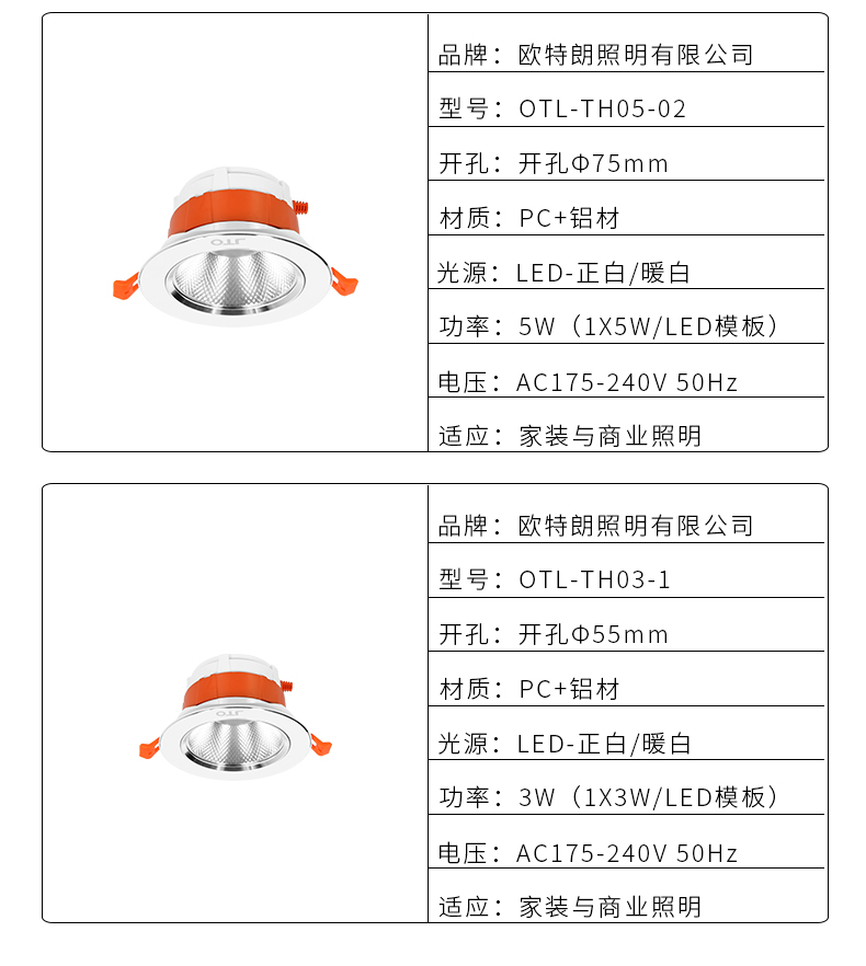 OTL-COBTH3008天花射灯|水蜜桃无码视频在线观看嵌入式射灯客厅天花射灯水蜜桃无码视频在线观看射灯